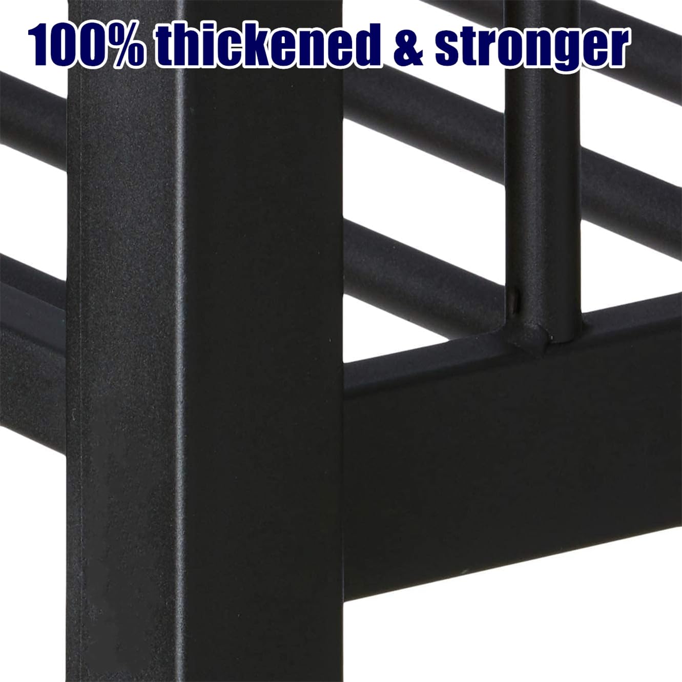 SICONE Stronger & Upgraded Heavy Duty Metal Bunk Bed Frame Queen Over Queen Size, Safer Thickened More Stable Steel Bunkbed (Black,Queen Over Queen)