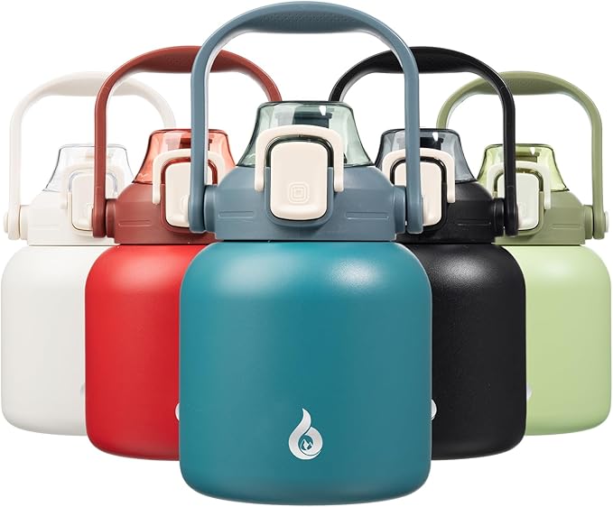 BJPKPK Insulated Water Bottles with Straw, 27 oz Cute Water Bottles with Handle, BPA Free Stainless Steel Metal Jug, Easy ...
