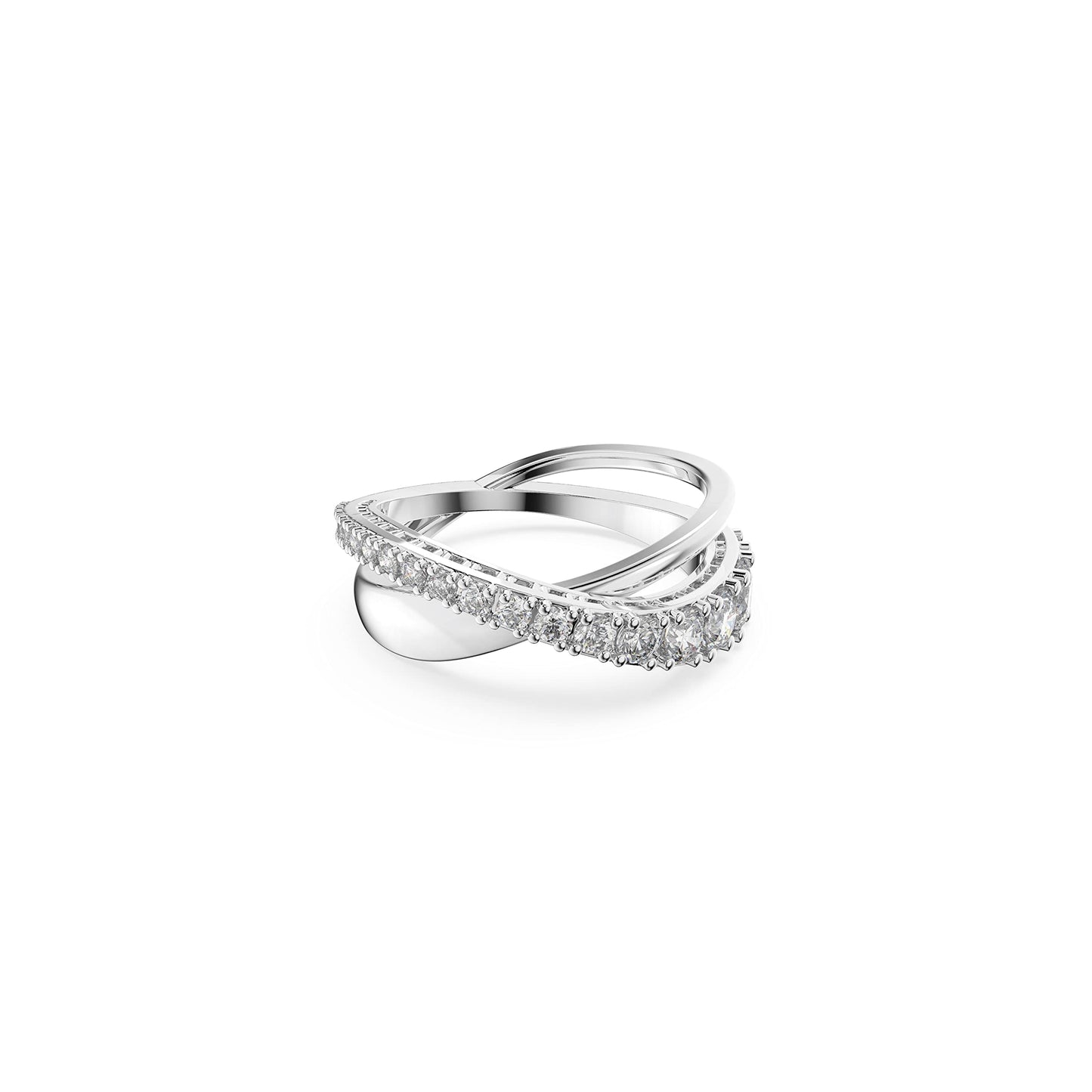 Swarovski Women's Hyperbola Ring, Clear Crystal Stones in a Spiral Design, Rhodium Finished Setting, Size 52
