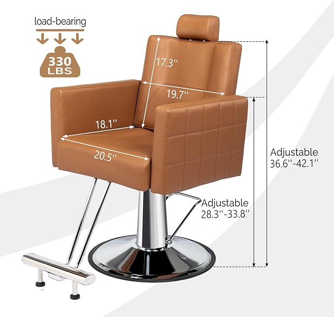 OmySalon Salon Chair for Hair Stylist, Reclining Barber Chair Hairdressing Styling Chair with Adjustable headrest, Beauty Shampoo Barbershop Furniture