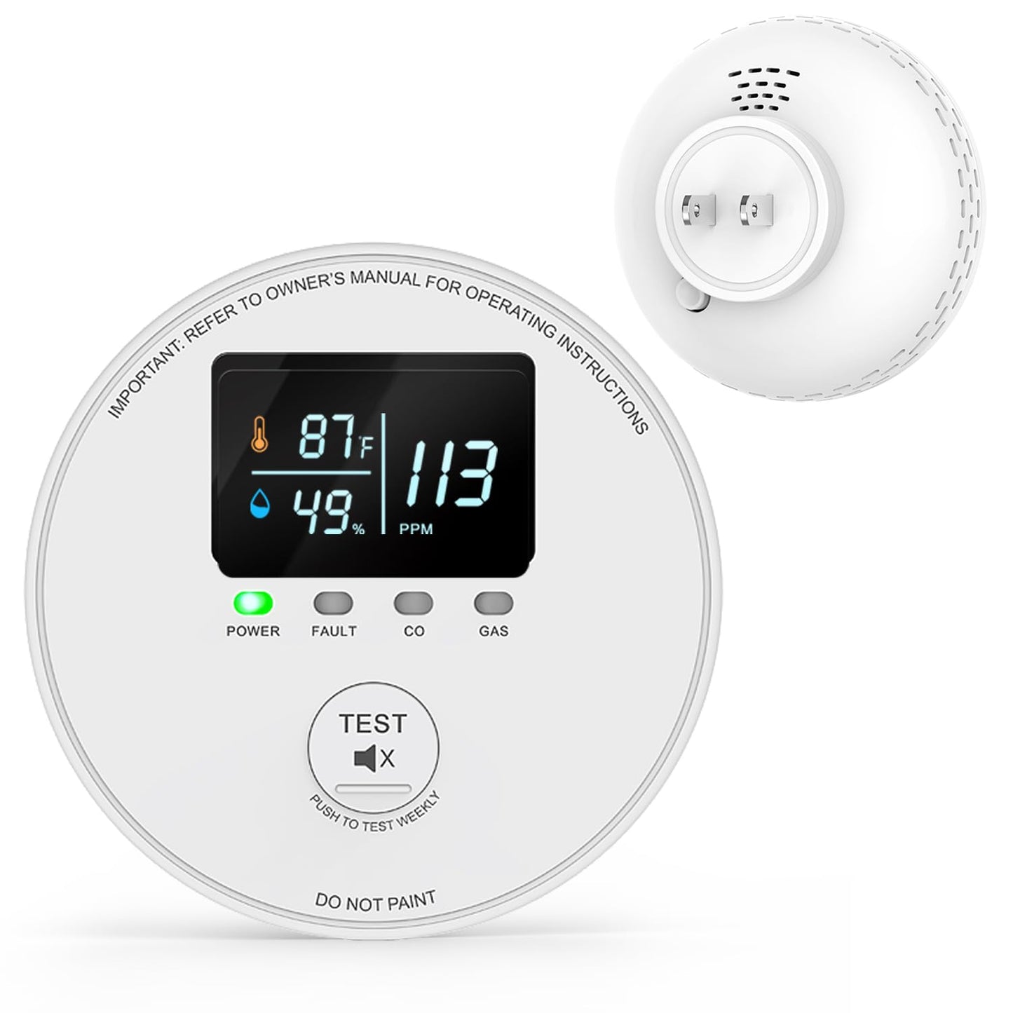 4-in-1 Carbon Monoxide Detectors Plug in, Combination Natural Gas Detector & Carbon Monoxide Detector with HD Digital Display, Monitors CO, Gas, Temp, Humidity - Home Safety for House, RV, Apartment