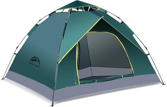 Happy Travel 1/2/3/4 Person Camping Tent, Instant Easy Pop Up Tents for Camping,Automatic Waterproof Family Camping Tent, ...