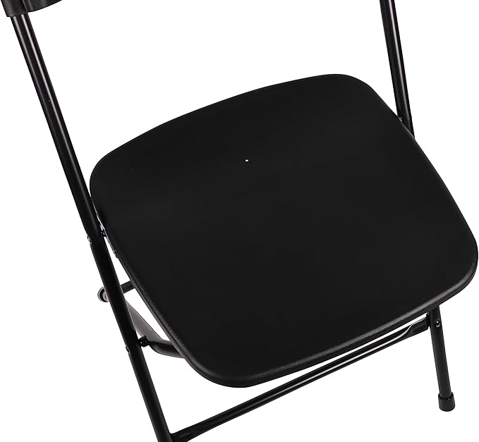 BTEXPERT Black Plastic Folding Chair Steel Frame Commercial High Weight 650lb Capacity Event Chair Lightweight Set for Office Wedding Party Picnic Kitchen Dining Church School