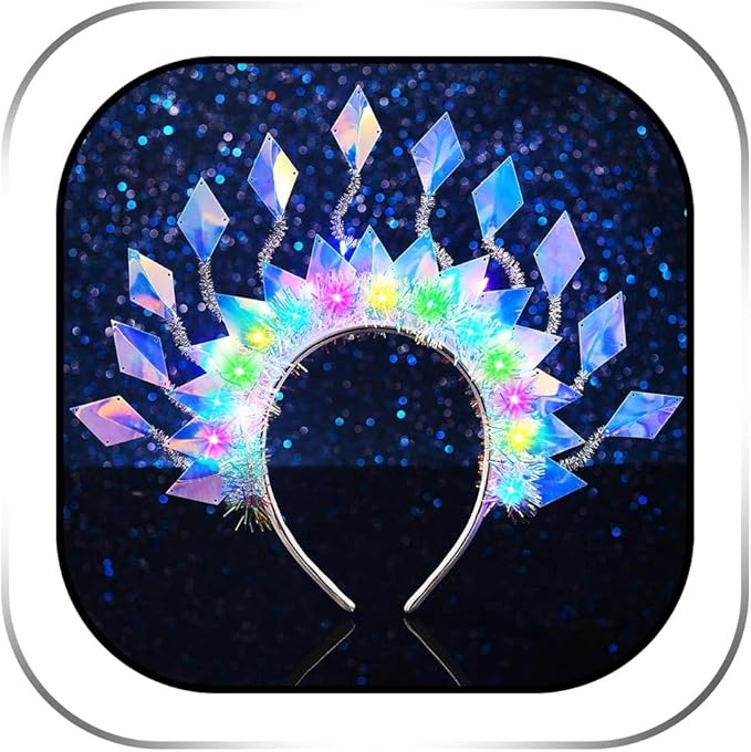Zoestar Light Up Headband Sparkly LED Headbands Glow Party Hair Accessories for Women