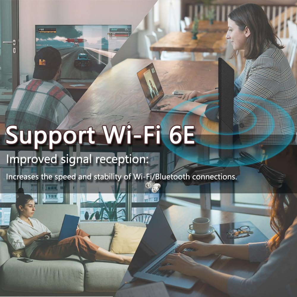 ZAHARA 2.4/5.8/6GHz RP-SMA Tri Band WiFi 6E Antenna for ASUS ROG Strix B550-F Gaming WiFi II/B550-PLUS/Prime B450M-A II/ROG Strix B650-A B650-PLUS B650E-F B550-A B760-I Z690-I Z790-Plus Z790-A Z790-E