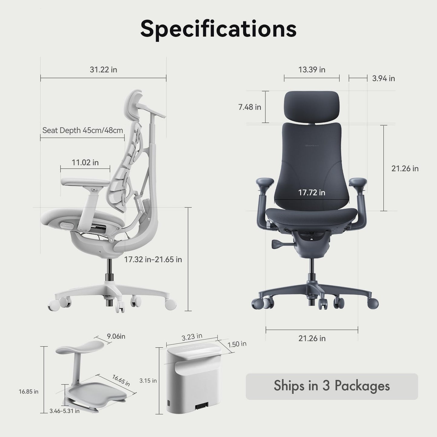 LiberNovo Dynamic Ergonomic Desk Chair + Footrest + Extra Rechargeable Power Pack Bundle - Comfy Home Office Chair with Adaptive Lumbar Support, 160° Recline & Built-in Spine Stretch, Green+48cm