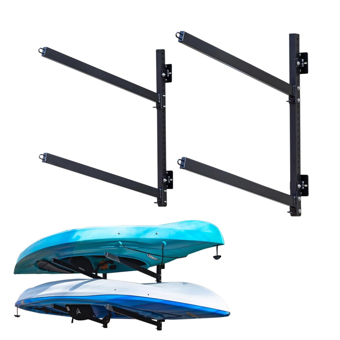 StoreYourBoard G-Kayak Wall Storage Rack – Heavy-Duty Outdoor Kayak Rack for 2 Boats, Adjustable Wall Mount Hanger, Holds 200 lbs, Silver, 26.5” L x 4” W x 30” H