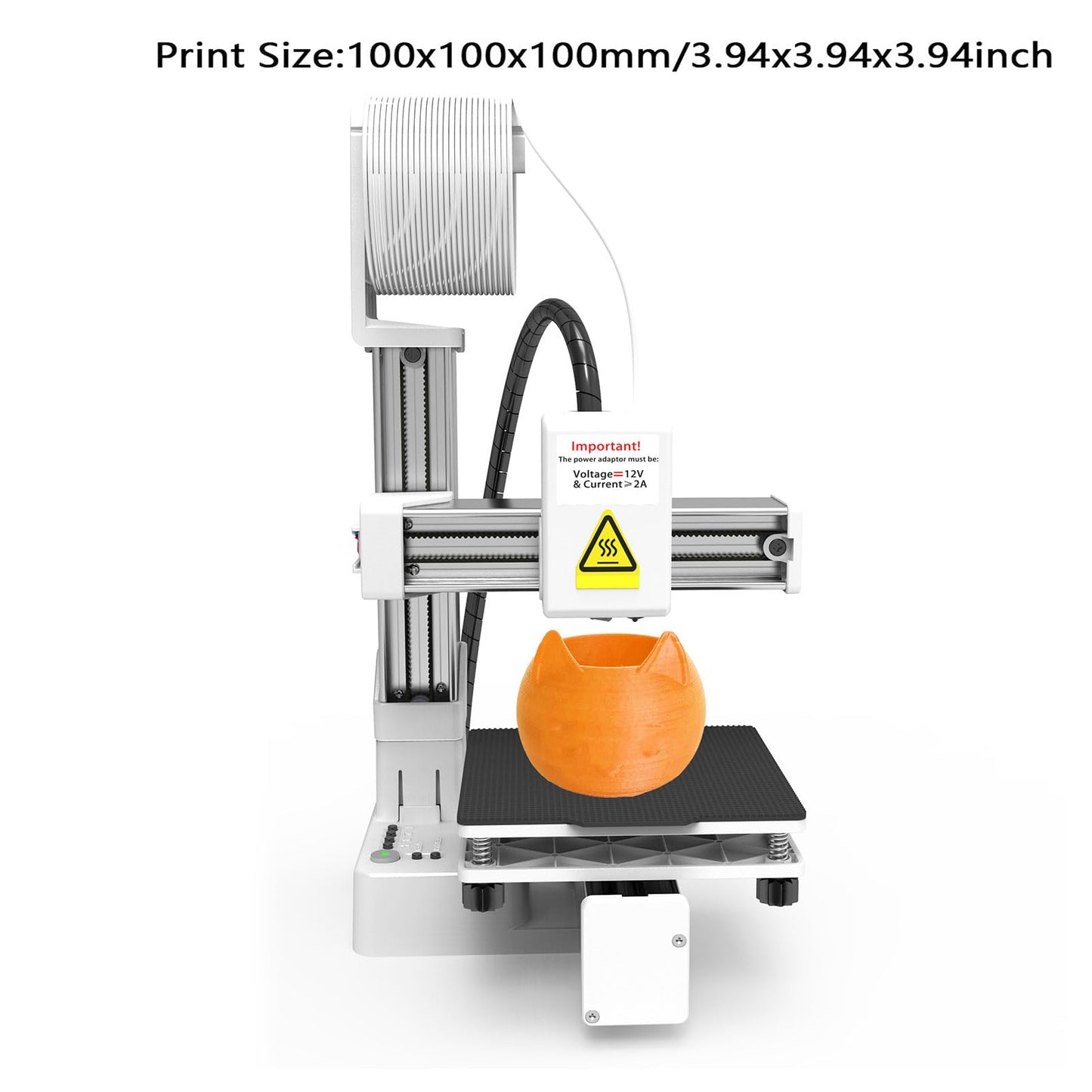 Beginner 3D Printer, Small 3D Printer, Easy Usage, Efficient Heating, Compact Size, High Resolution, for Educational Projects, Robust Design, Including Beginner's Manual (White)