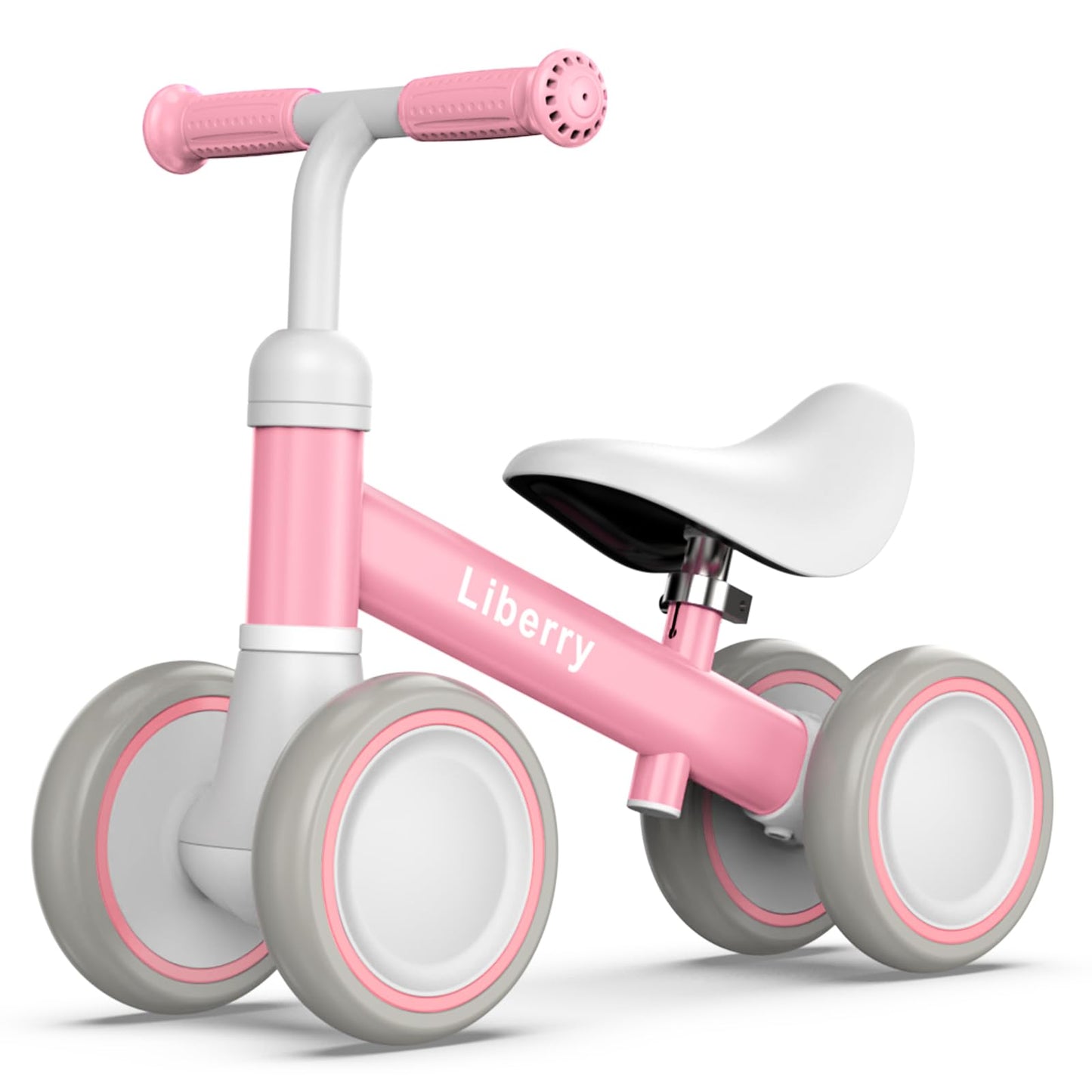 Liberry Baby Balance Bike for 1 Year Old Girls, 4 Wheels Toddler Balance Bike with Adjustable Seat, 12-24 Months Infant's First Birthday Gift (Pink)
