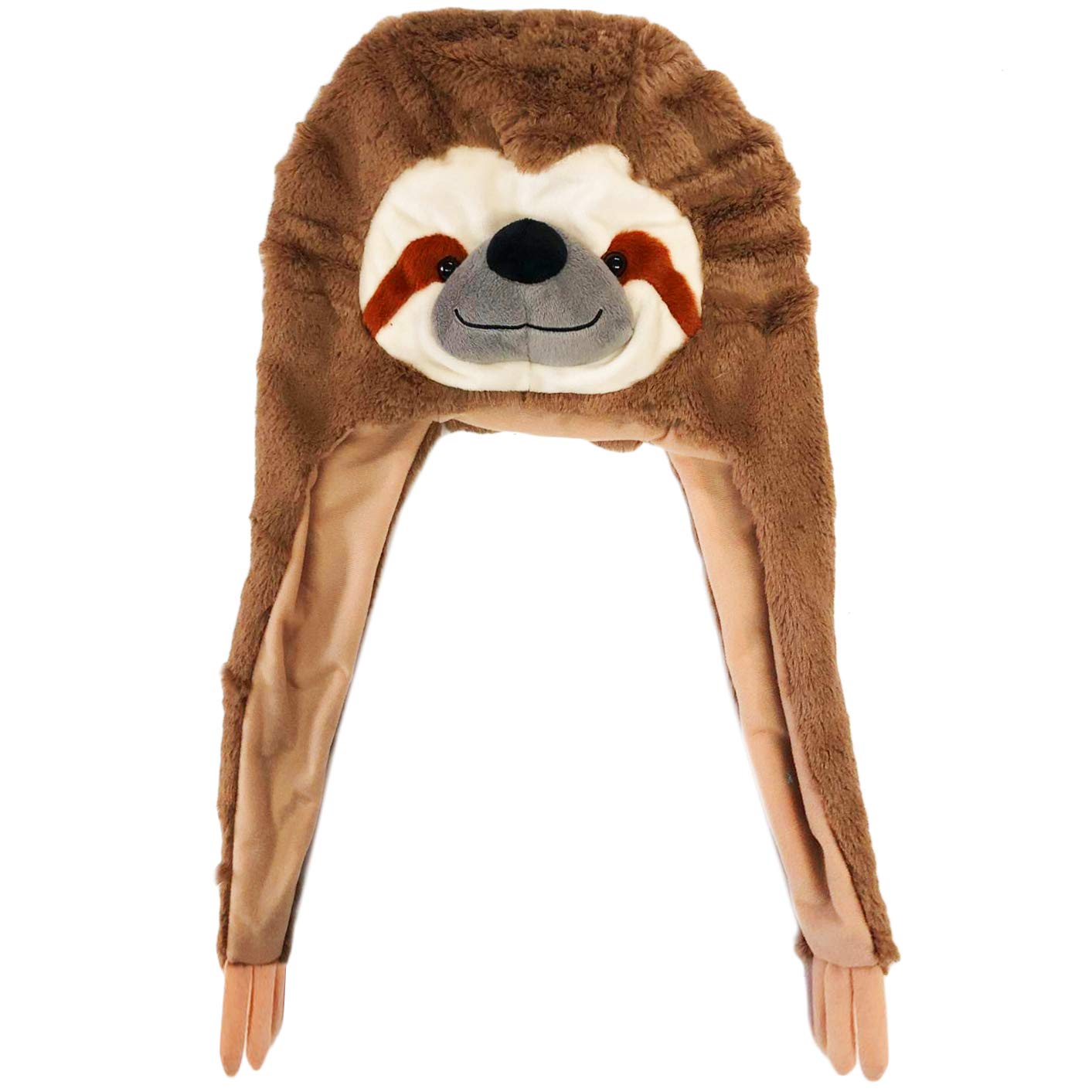 Tigerdoe Plush Sloth Hood Hat - Animal Hat, Sloth Accessory and Gift, Brown