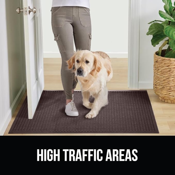 GORILLA GRIP Front Door Mat, 47x35, Indoor Outdoor Ultra Absorbent HydroAbsorb Doormat, Absorbs Up to 6 Cups of Water, Stain and Fade Resistant, Rubber Backing Doormats, Captures Dirt, Coffee