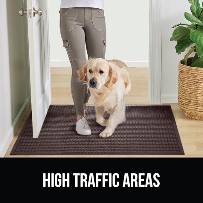 GORILLA GRIP Front Door Mat, 72x24, Indoor Outdoor Ultra Absorbent HydroAbsorb Doormat, Absorbs Up to 2.75 Cups of Water, Stain and Fade Resistant, Rubber Backing Doormats, Captures Dirt, Coffee