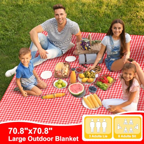 yuuzue 4 Pcs Disposable Outdoor Picnic Blankets 70.9''x70.9'' Portable Pocket Blanket Foldable Waterproof Picnic Mats Sand...