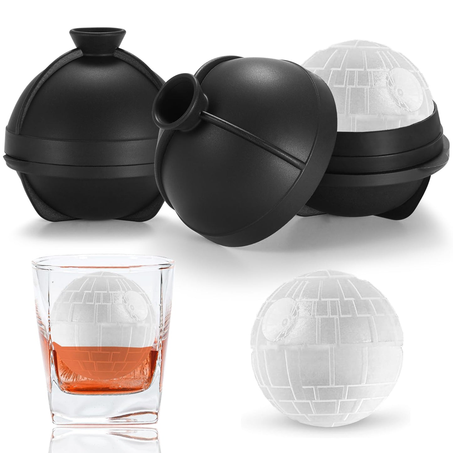 Nax Caki 3D Ball Ice Cube Mold, Whiskey Gifts Stocking Stuffers Ideas for Adults Men Women, 2.5" Large Silicone Round Ice Cube Tray for Cocktails,Bourbon,Whiskey,Brandy