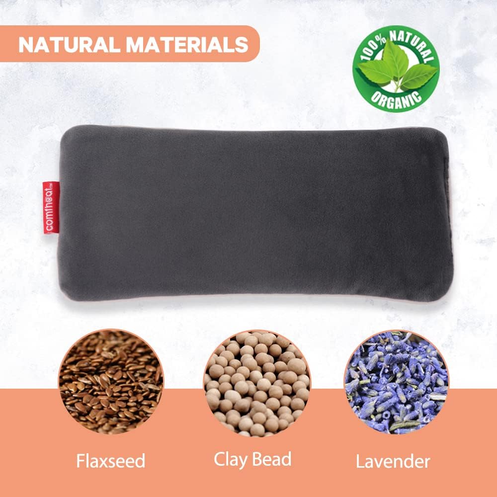 Comfheat Lavender Weighted Eye Pillow for Yoga, Microwavable Moist Heat Eye Compress Mask Pillow with Washable Cover for Relaxation, Sleeping, Meditation, Yoga, Spa, Migraine Relief
