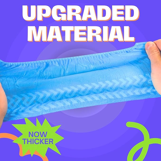 Frontline Disposable Shoe Covers Non-Slip – Premium Non-Woven, Durable, Booties Shoe Protectors – Water Resistant Thick Anti-Slip - One Size Fits Most, Indoor Use (100 Pack)