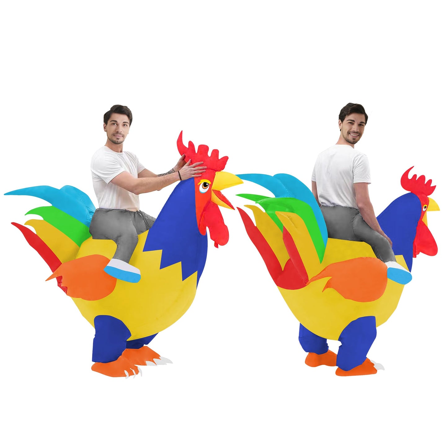 DeHasion 2 Packs Fancy Dress Inflatable Rooster Costume Adult Blow-up Outfit for Adult/Halloween/Canival (Rooster*2)
