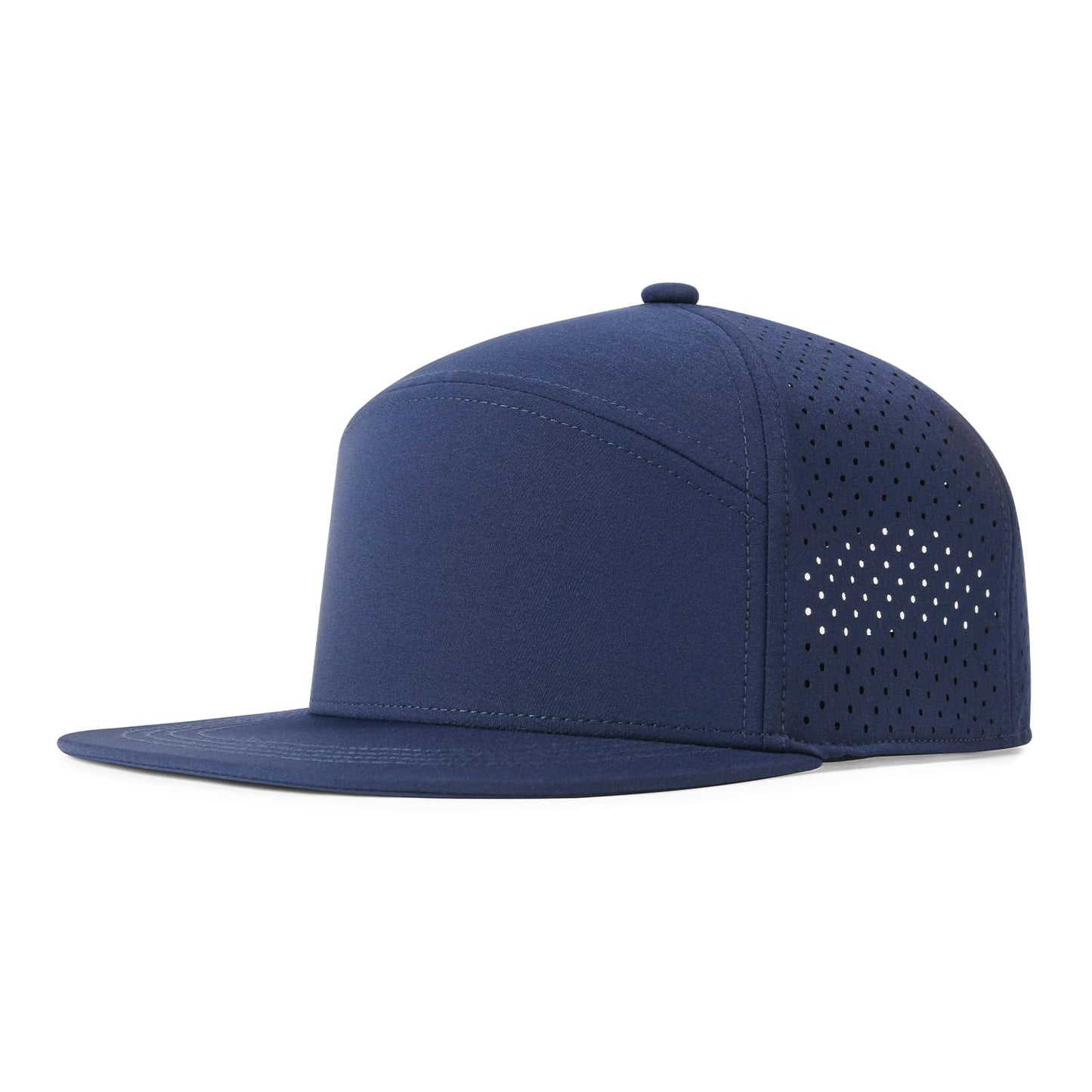 FEINION Men Flat Brim Adjustable Performance Hat Snapback Laser Perforated Baseball Cap (Navy)