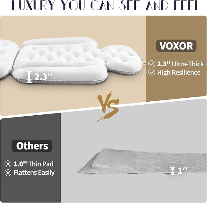 Full Body Bath Pillow for Bathtub, Thick Bathtub Cushion with Laundry Bag, Luxury Tub Pillow for Bath for Headrest Neck and Back Support White 56" x 16"