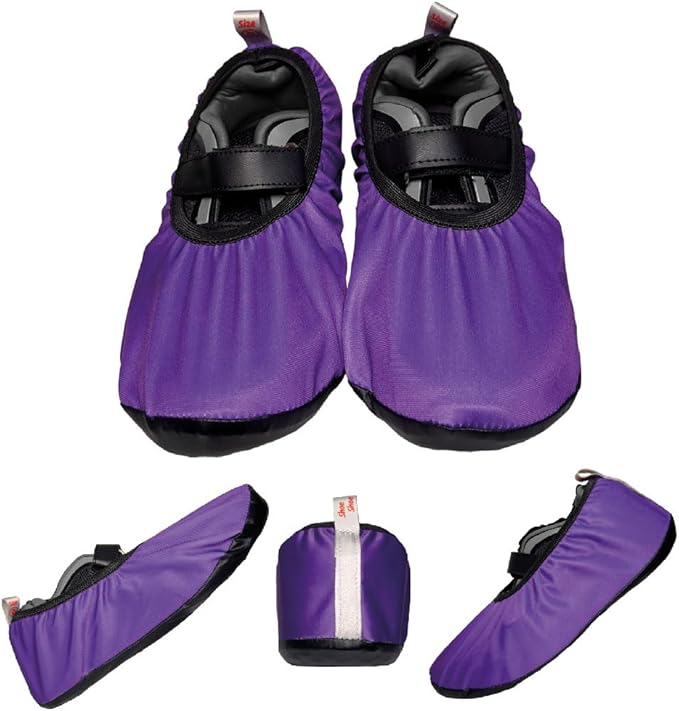 Premium Adult and Kid Shoe Covers - Keep your space clean: Home, Car, After Sports, Suitcase, Classroom - Durable, Machine-washable, Non-slip, Water resistant, Reusable (1 pair Purple B)