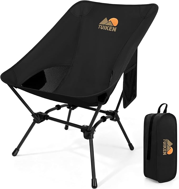 TUIKEN Ultralight Camping Chair Backpacking Chair, Portable Camp Chair with Cup Holder & Storage Bag, Lightweight Compact ...