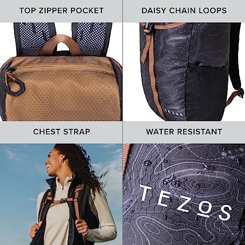 Tezos Juniper Daypack, Lightweight Hiking Backpack and Hydration Pack for Camping, Travel, Biking, and the Outdoors, 16 Li...
