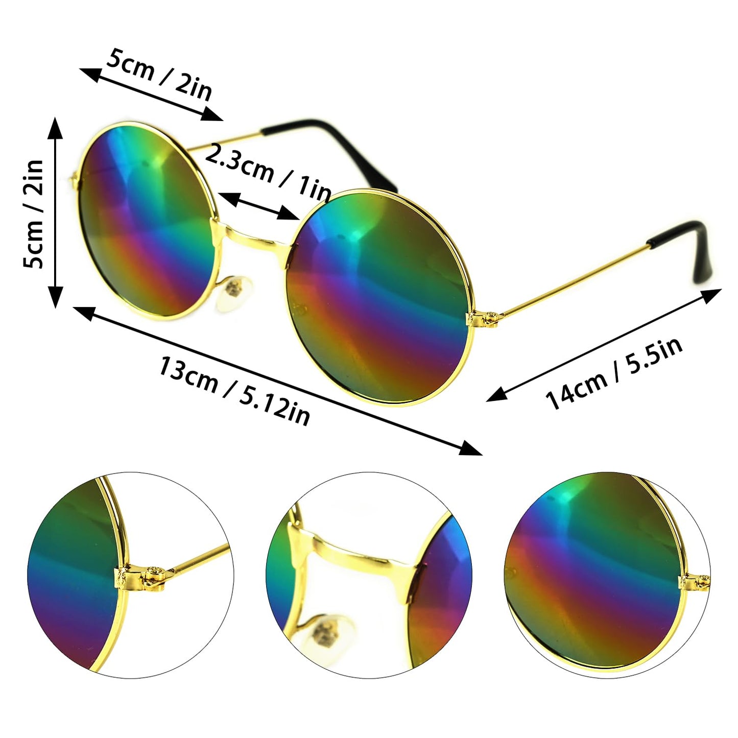 Bombline 4 Pieces Hippie Costume Set,Tie Dye Button Down Shirt Men,Tie Dye Sunglasses Headband,Peace Sign Necklace,70s 80s 90s Outfits for Men, Large