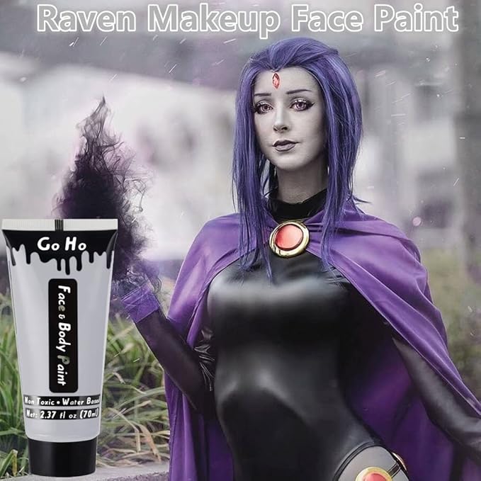Go Ho Grey Face Body Paint Washable (2.37oz/pc),Water Based Cream Grey Face Paint,Gray Body Paint for SFX Cosplay Costumes Festivals Halloween Vampire Zombie Makeup