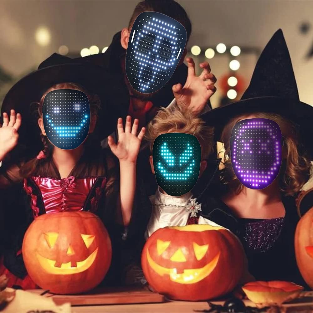 CASEIER Led Mask, Led Face Mask - 2025 Upgraded Led Mask Halloween with Gesture Control Light Up Toy for Kids, Perfect Gifts for Christmas and New Year