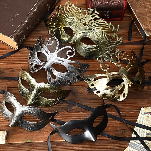 Sratte 60 Pcs Halloween Masquerade Mask Bulk Vintage Antique Masks Adults Party Venetian Masks for Carnival Party Cosplay