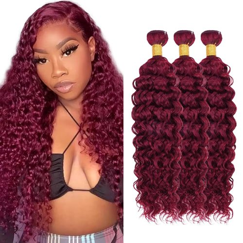 Red Bundles Human Hair Burgundy Water Wave Bundles 20 22 24 inch 99j Human Hair Weave Bundle Red Water Wave Bundle