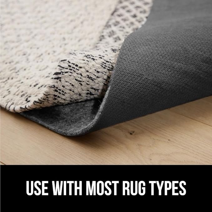 GORILLA GRIP Felt and Natural Rubber Stay in Place Slip Resistant Rug Pad, 1/4in Thick, 7x10 FT Protective Padding Under Area Rugs, Cushioned Gripper Pads, Carpet Runners, Hardwood Floors Protection