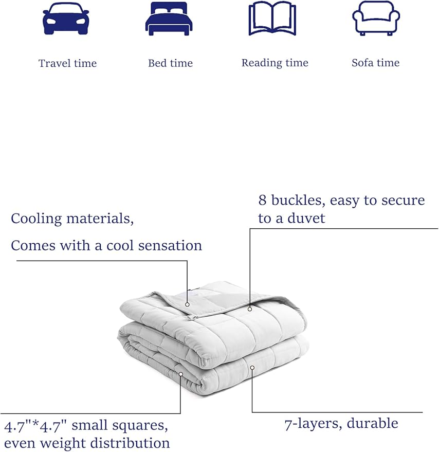BB BLINBLIN Cooling Weighted Blanket Heavy Blanket,Premium Soft and Comfortable Material and Glass Beads (Light Grey, 80''x87'' 25lbs), Two Persons(110~190lb) Sharing Use on Queen/King Bed