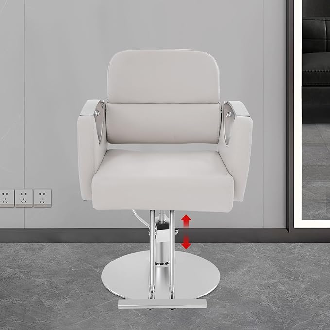 Barber Chair Salon Chair for Hair Stylist Adjustable Hydraulic Styling Chair with 360 Degrees Rolling Swivel for Salon Barbershop Tattoo Shampoo Beauty Equipment (White)