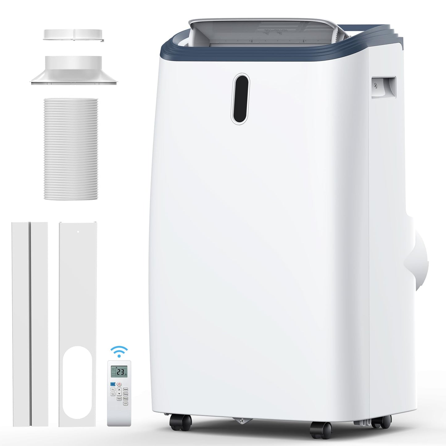 14000 BTU Portable Air Conditioner for Room up to 700 Sq.Ft, 4-in-1 AC Unit with Fan & Dehumidifier, Quiet Cooling, 24H Timer, Auto Louver, Window Kit for Bedroom Office Home
