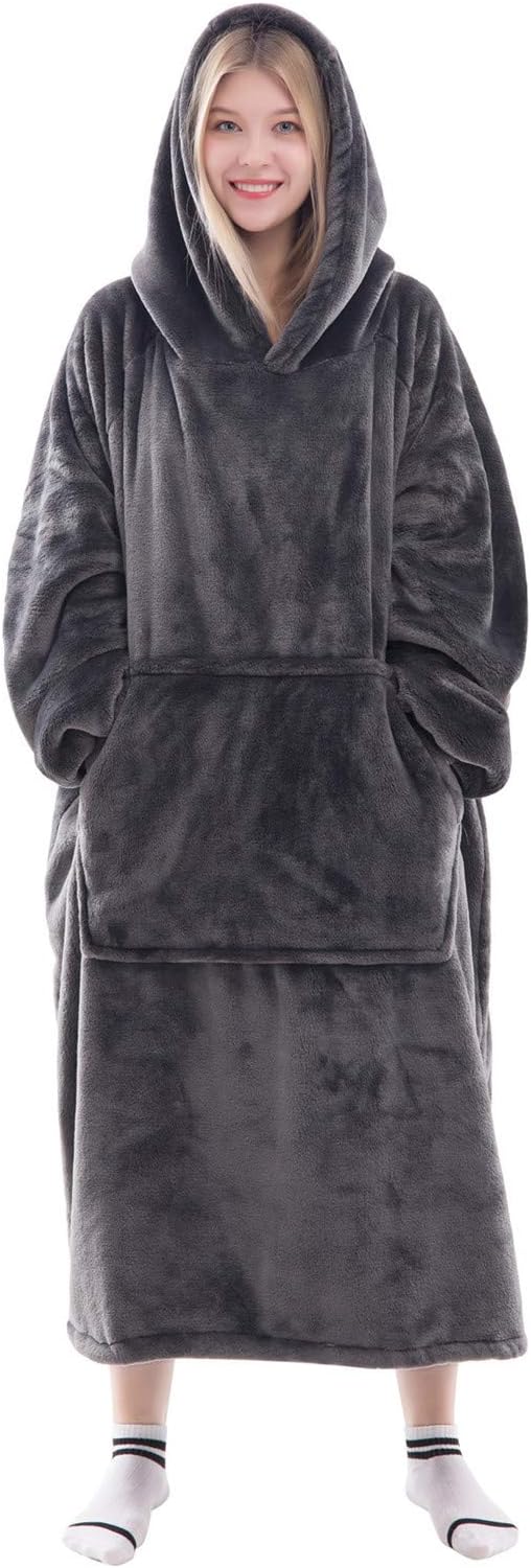 Waitu Wearable Blanket Sweatshirt Gifts for Women and Men, Warm and Cozy Giant Blanket Hoodie, Thick Flannel Blanket with ...