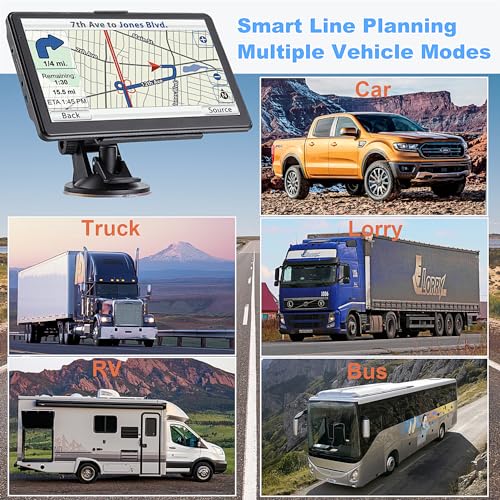 GPS Navigator for Car, 2026 Map 7 inch Touch Screen Car GPS 256-16GB,Voice Turn Direction Guidance, Support Speed and Red ...