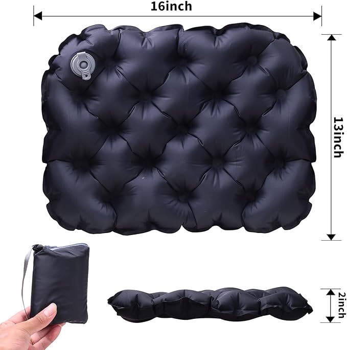 Bzhouyy Inflatable Seat Cushion,16 Inh Portable Lightweight Waterproof Stadium Seat Pad, Inflatable Seat Cushion for Air Travel,Hiking, Office, Car, for Pressure Relief No Pump Needed