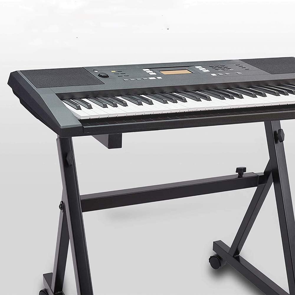 Pyle Universal Electronic Black Heavy-Duty Z Style Keyboard Organ Holder Rack Portable Piano Stand W/Adjustable Height And Width