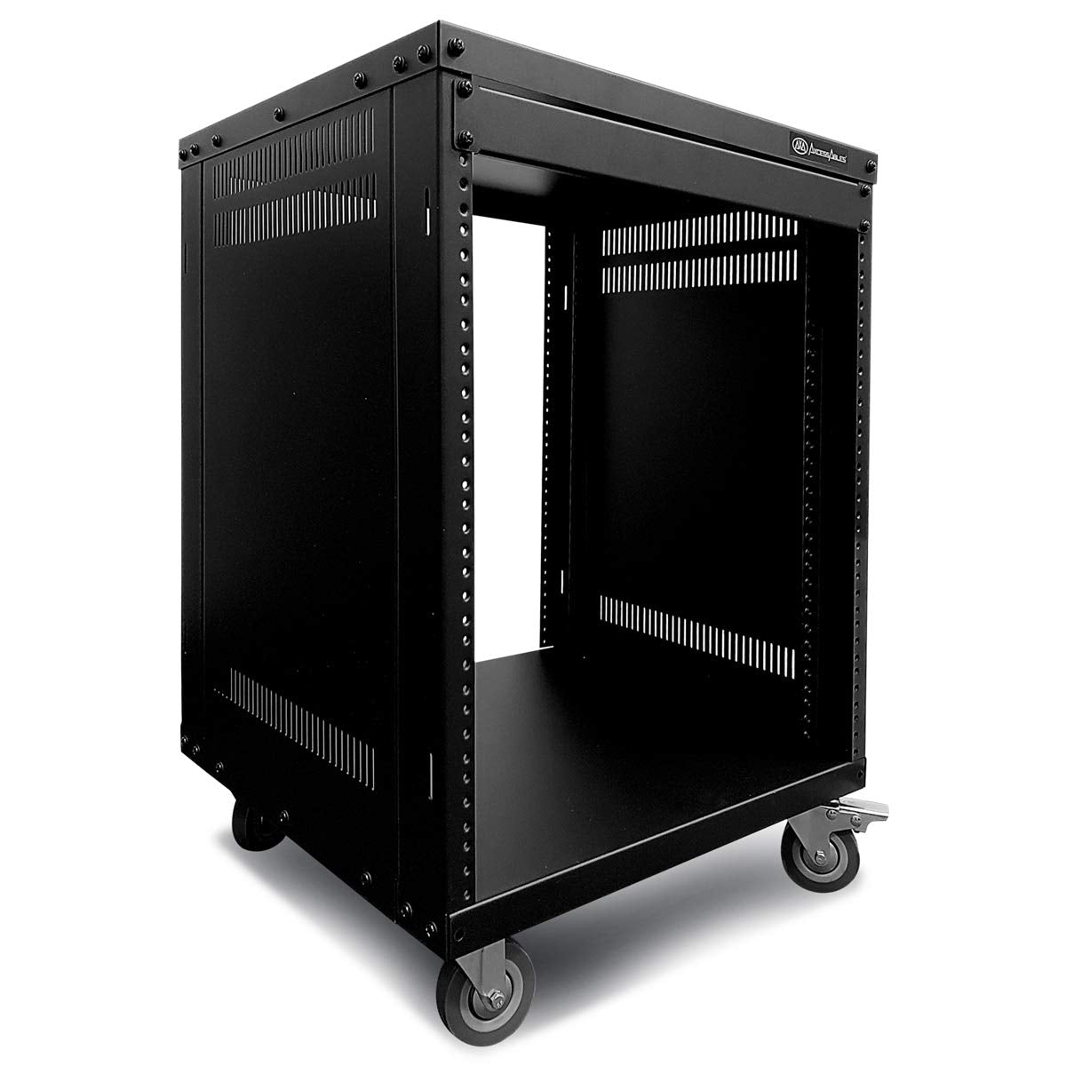 AxcessAbles 12U AV Equipment Rack | 19-Inch Steel Open Frame Home Studio Rack with 3    Caster Wheels | Universal Rack for Studi