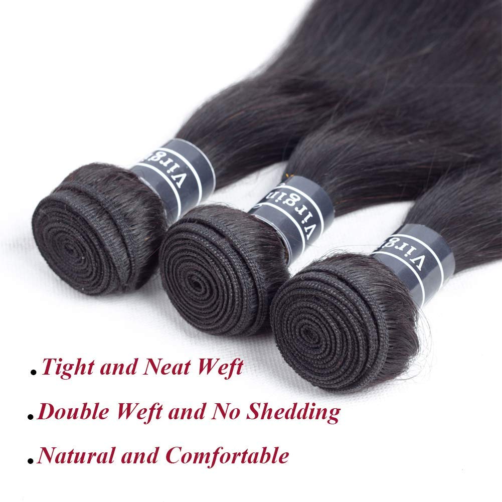 Amella Hair Brazilian Straight Hair Bundles 12inch Human Hair 95g Straight Hair Extensions 100% Unprocessed Virgin
