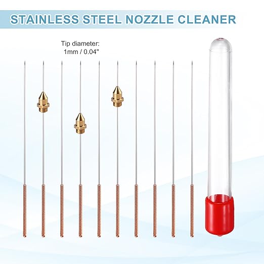 MECCANIXITY 20Pcs 3D Printer Nozzle Cleaning Kit Precision 1mm Stainless Steel Cleaner Needles for 3D Printer Clog Removal, Maintenance