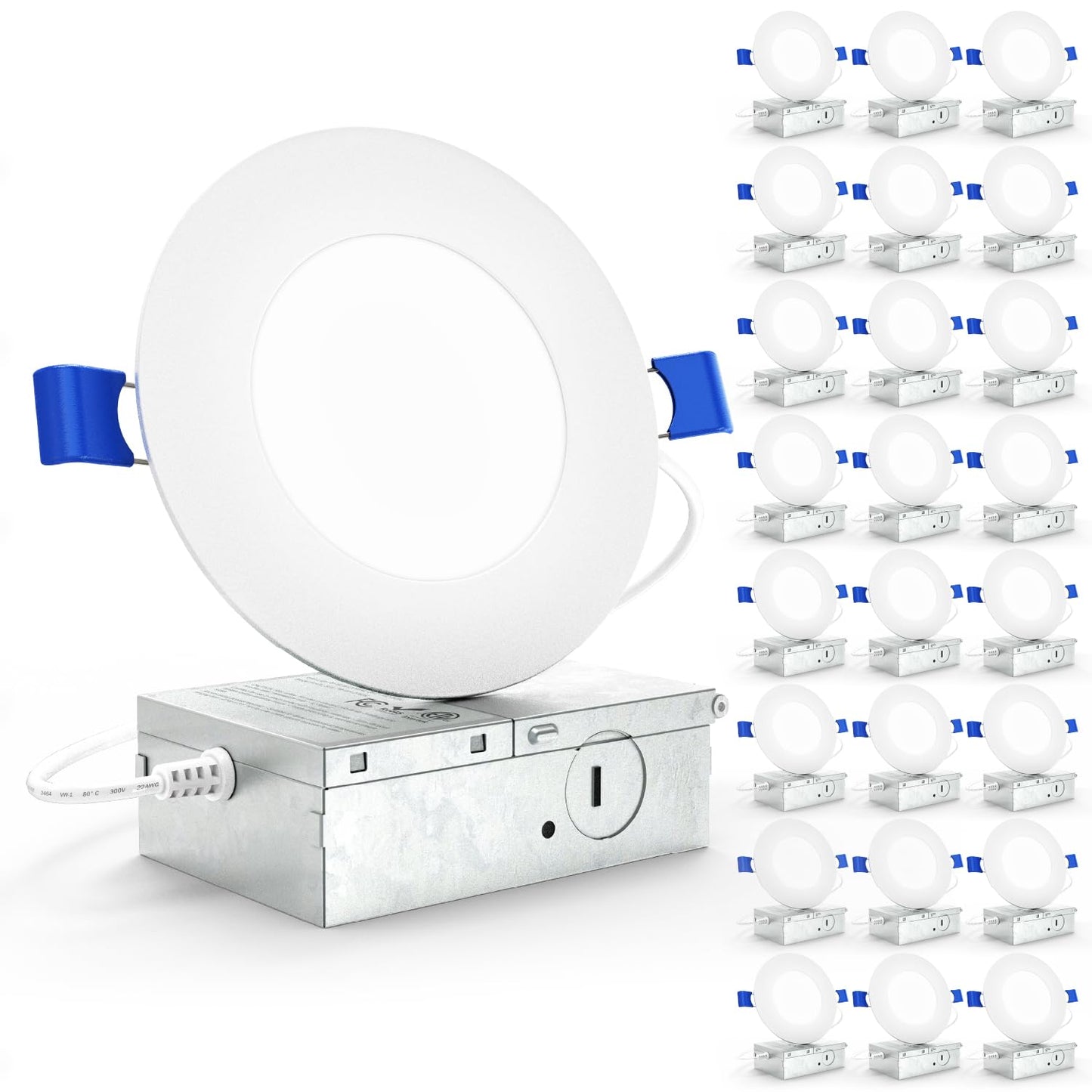 Sunco 24 Pack 4 Inch LED Recessed Lights, Slim Canless Ceiling Lighting, 650 LM, 10W (60W Equivalent), 4000K Cool White, Dimmable, Wafer Thin, Ultra Thin with Junction Box ETL.