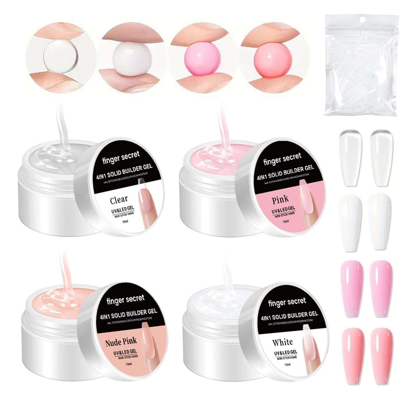 Solid Builder Gel for Nails Hard Gel 3d White Nude Colors for Nail Extension DIY Nail Kit (z2, 1)