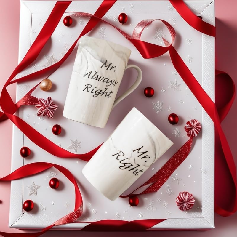 Mr and Mr Coffee Mugs Wedding Gifts for Grooms Gift for Gay Couples Engagement Wedding and Married Couples Anniversary Valentine's Day Gifts Ceramic Marble Cups