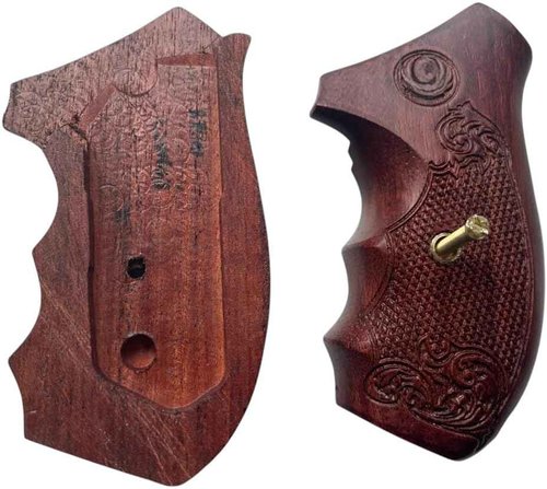 New! Grips Compatible with Ruger, SP 101 Checker & Flower Engraved Padauk Wood
