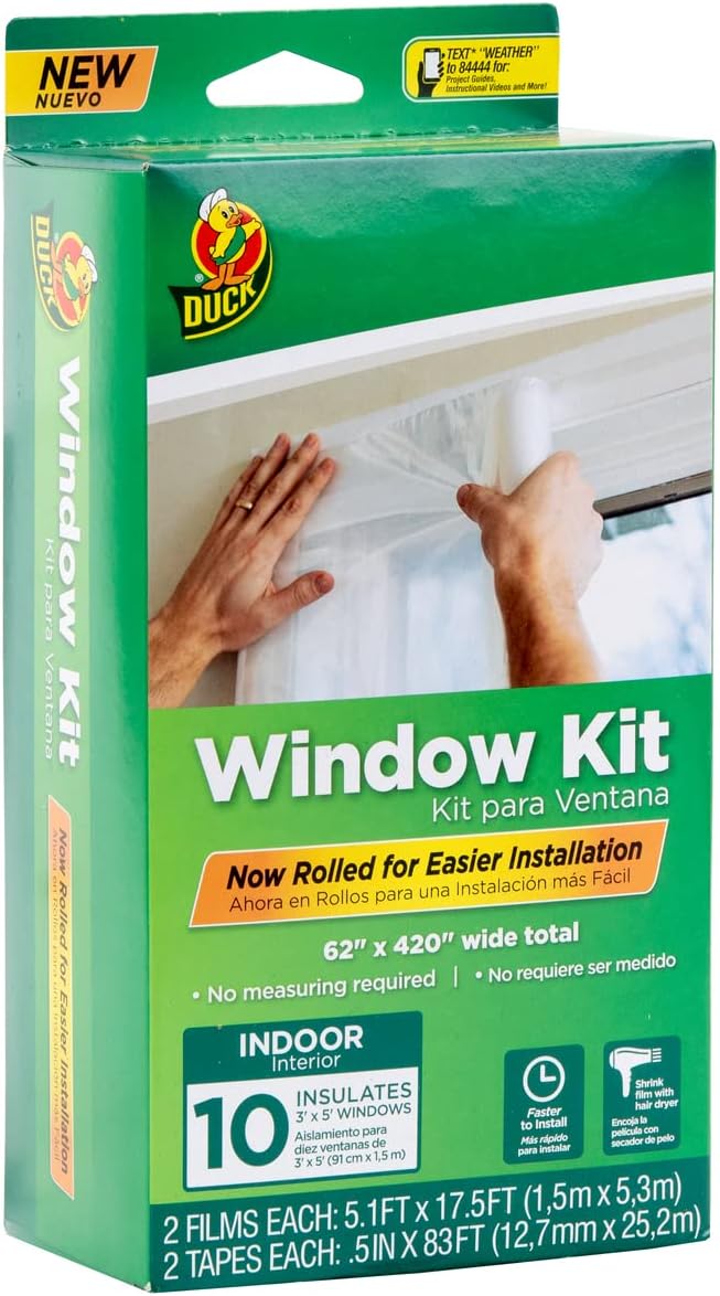 Duck Brand Window Insulation Kit - Winter Seal Kit Fits up to 10 Windows - Rolled Shrink Film Cuts to Size for Easy Indoor...