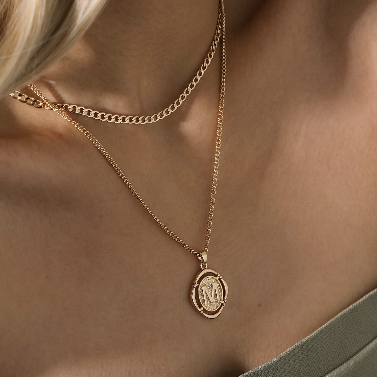 Ascona N Initial Layered Necklaces for Women, Dainty Simple Trendy Gold Plated Multi Layered Layering Letter Alphabet Pendant Ch