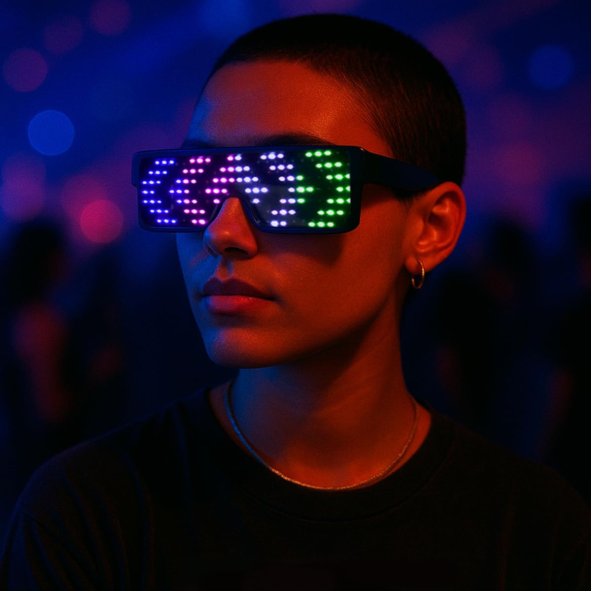 LED Glasses – Light Up Sunglasses for Raves & Parties, USB Rechargeable Neon Glow with 11 Flashing Modes (Multicolor)
