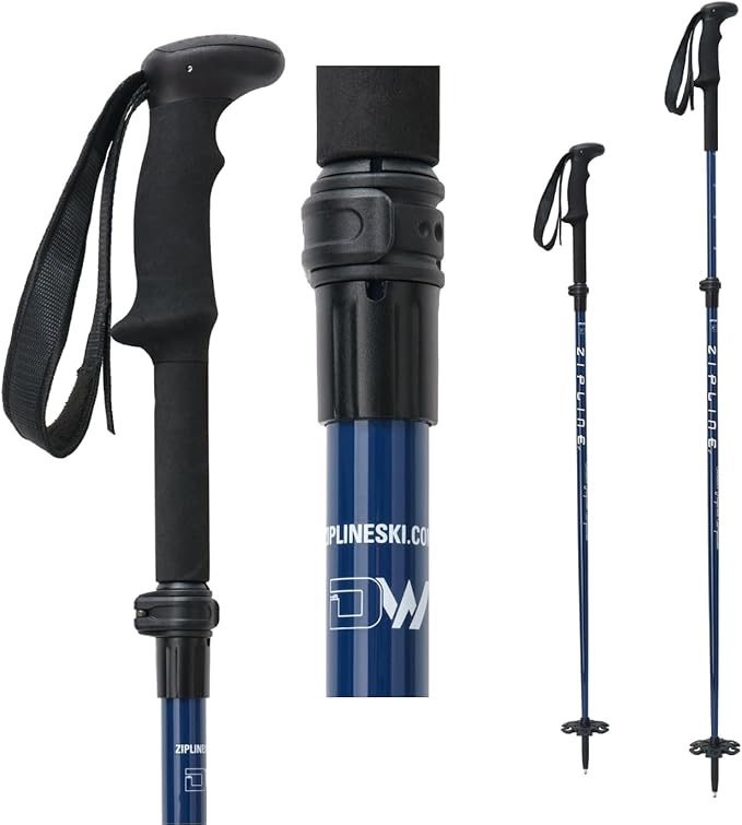 Zipline Blurr EXT MRDW Collection - Adjustable Graphite Composite Ski Poles for Backcountry & All-Mountain - Lightweight, ...